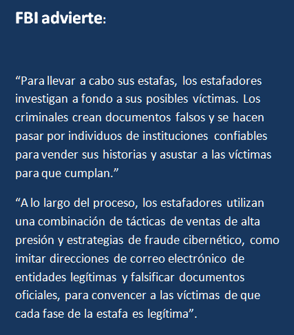 FBI advierte a propietarios que los estafadores investigan a sus posibles víctimas y emplean tácticas de ventas de alta presión